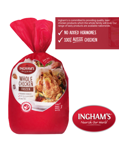 New Zealand Ingham's No Hormones Whole Chicken (850g)