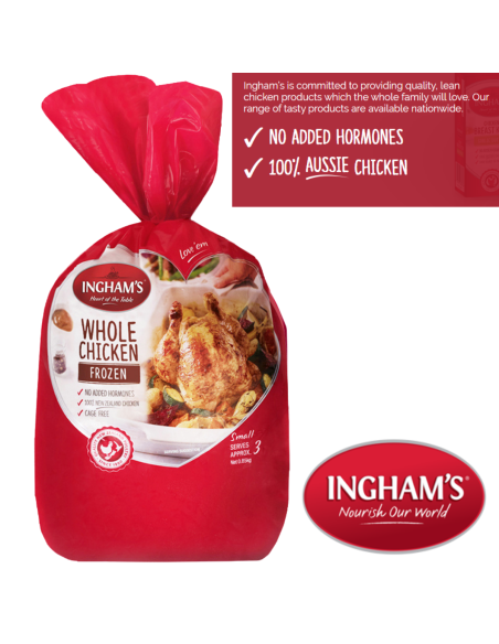 New Zealand Ingham's No Hormones Whole Chicken (850g)